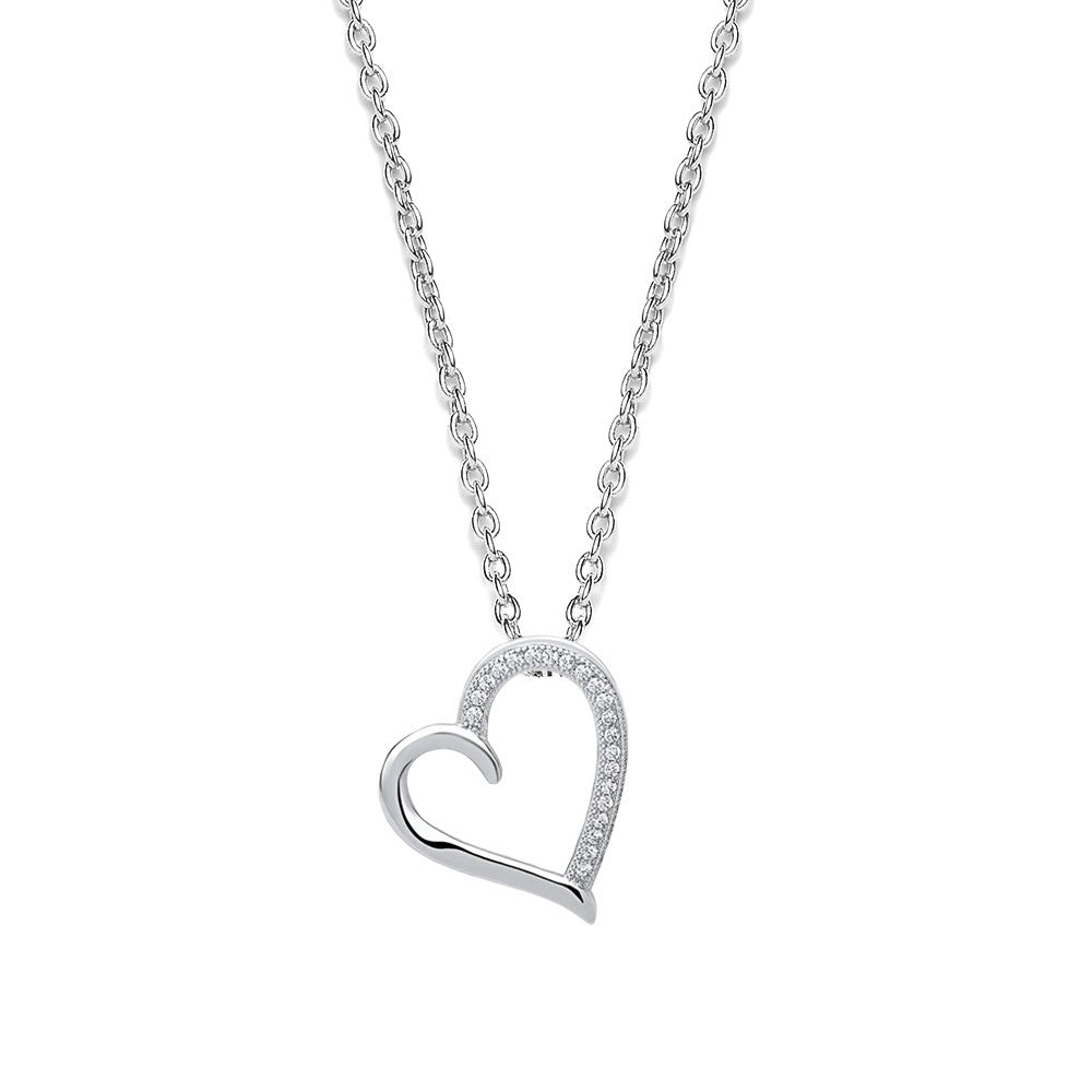 Ulex 925 Silberkette Mit Herz Anhänger - Schlangenkette & Zirkonia