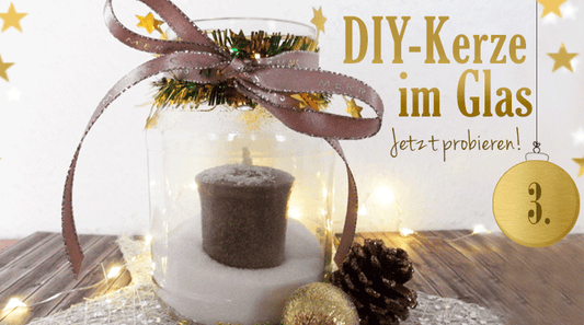 Adventskalender: Kerze im glitzernden Schnee (DIY Deko)
