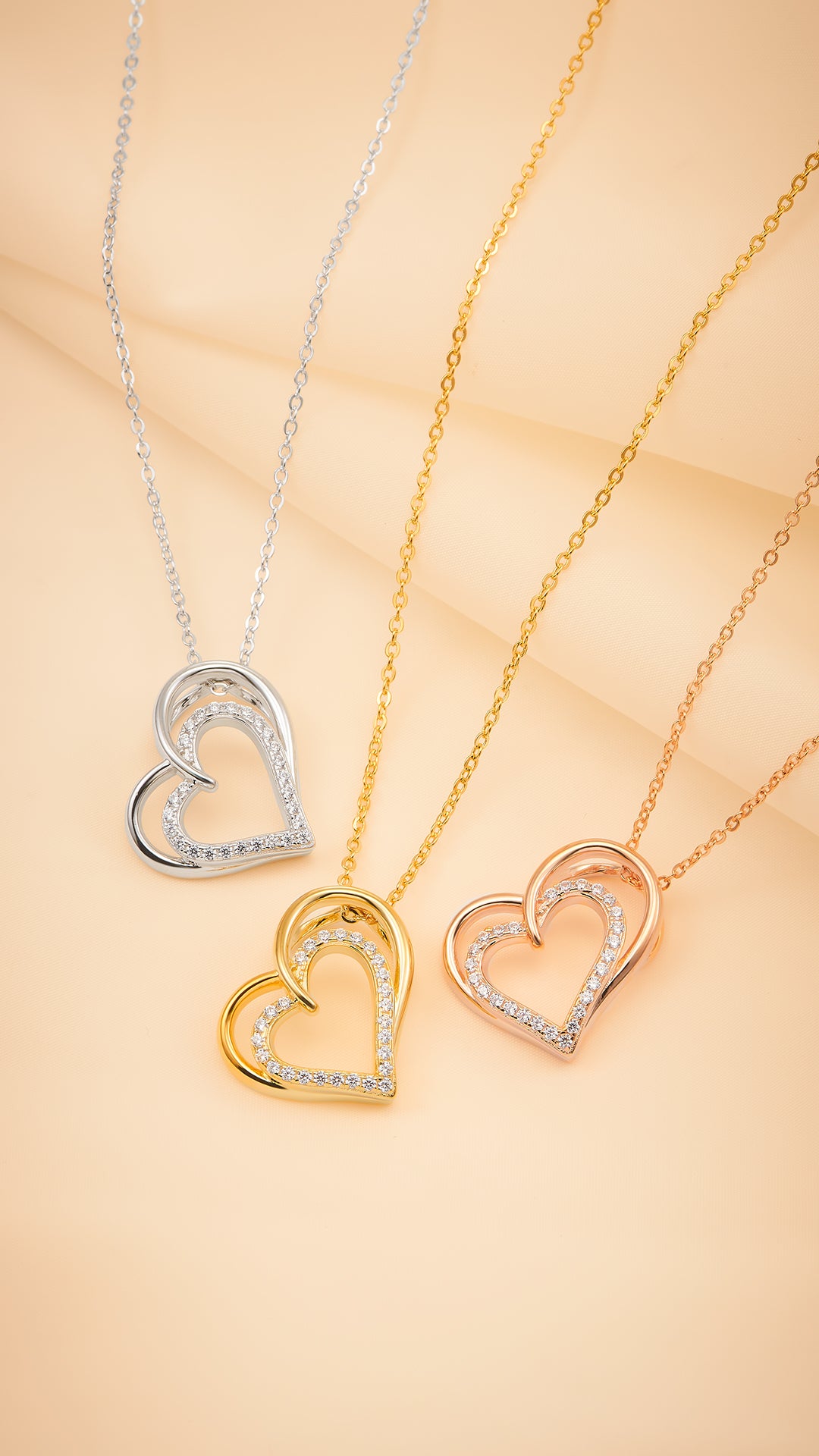 Kette und Herzanhänger aus Sterling Silber mit Zirkonia