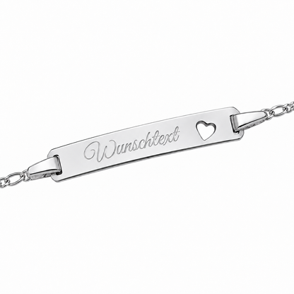 Figaro Herzarmband mit persönlicher Gravur - 925 Sterlingsilber