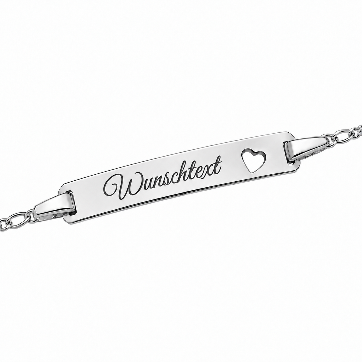 Figaro Herzarmband mit persönlicher Gravur - 925 Sterlingsilber