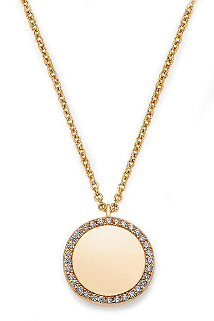 Gravierbare Halskette Vision mit rundem Anhänger und Zirkonia