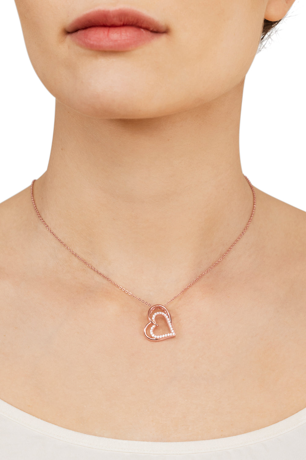 Kette und Herzanhänger aus Sterling Silber mit Zirkonia