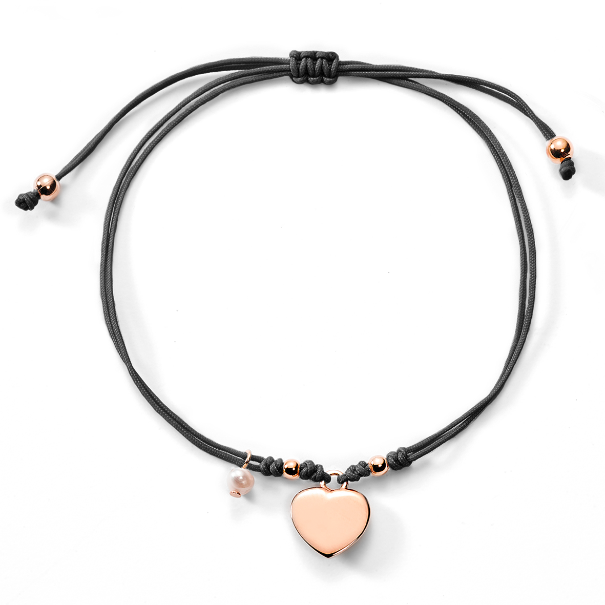 Herzarmband mit Stoff und Herz-Anhänger, Gravur möglich