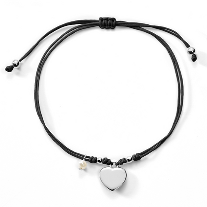 Herzarmband mit Stoff und Herz-Anhänger, Gravur möglich