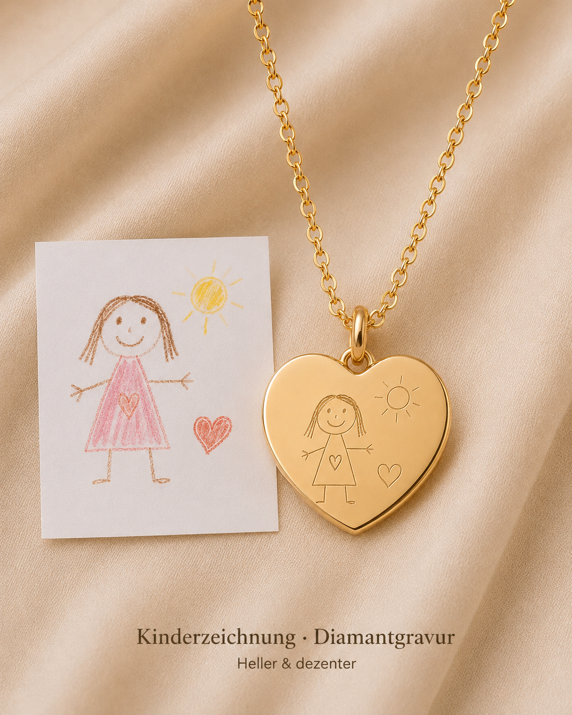 Herzkette - Little Heart - individuell gravierbar | 585 Echtgold