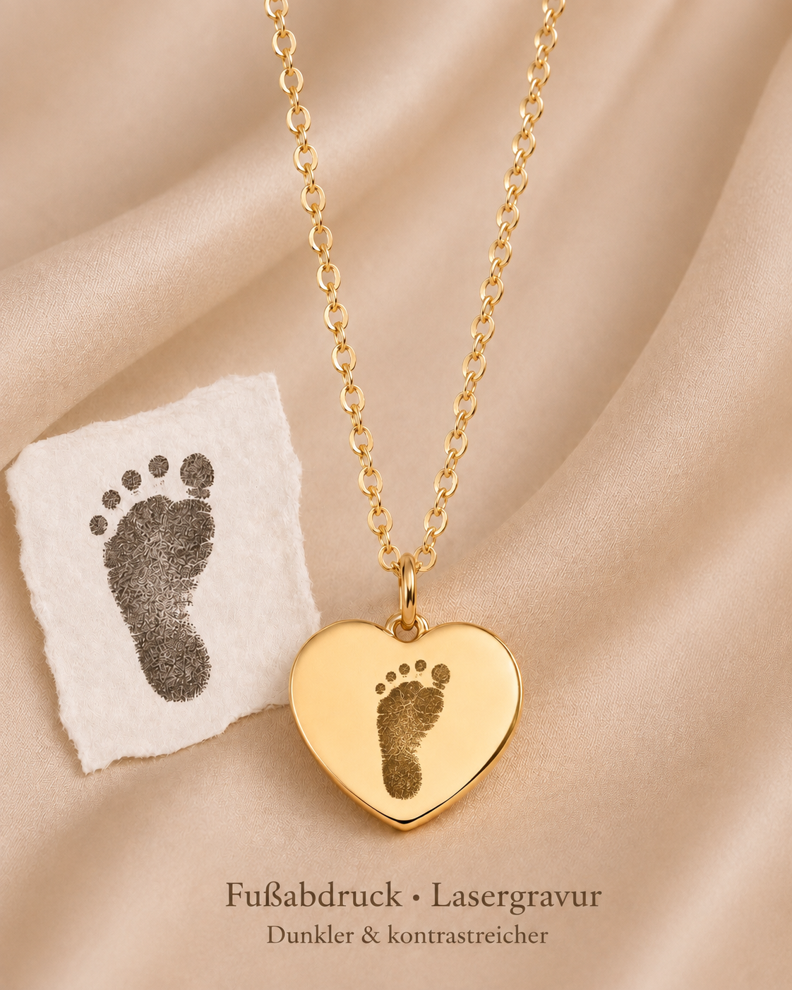 Herzkette - Little Heart - individuell gravierbar | 585 Echtgold