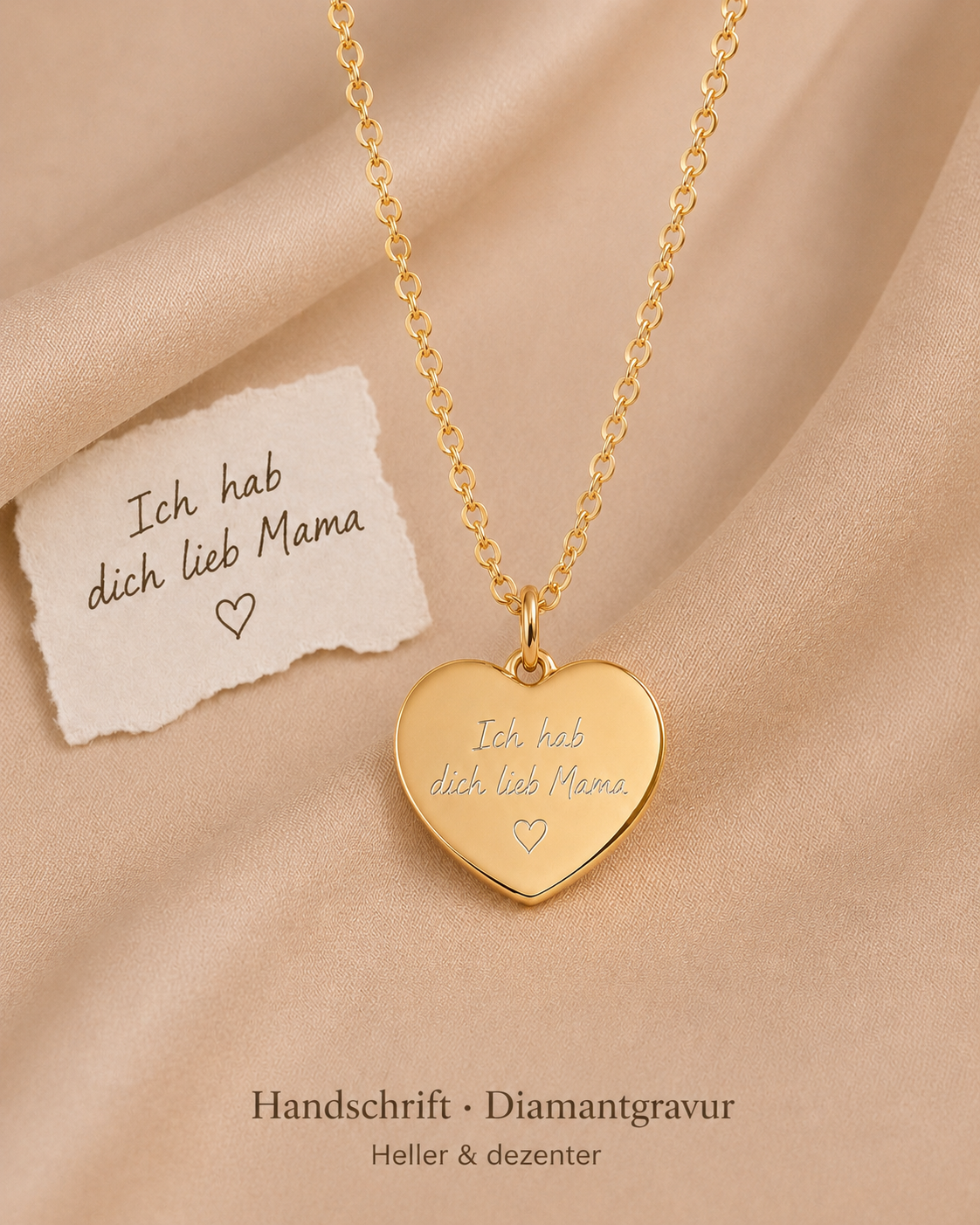 Herzkette - Little Heart - individuell gravierbar | 585 Echtgold