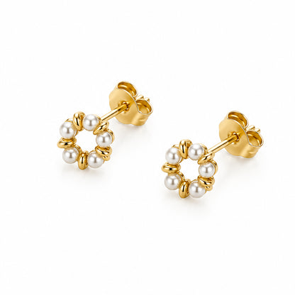 Ohrstecker mit Perlen - Golden Blossom