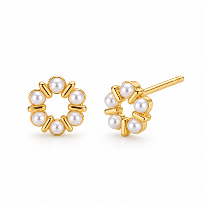 Ohrstecker mit Perlen - Golden Blossom