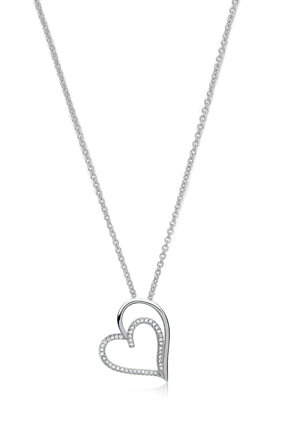 Silberkette mit Herzanhänger mit Zirkonia - 925 Sterlingsilber