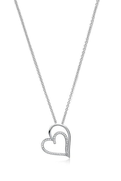 Silberkette mit Herzanhänger mit Zirkonia - 925 Sterlingsilber