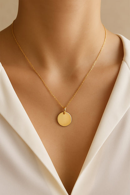 Gravierbare Halskette Monogramm mit rundem Anhänger | Echtgold 585