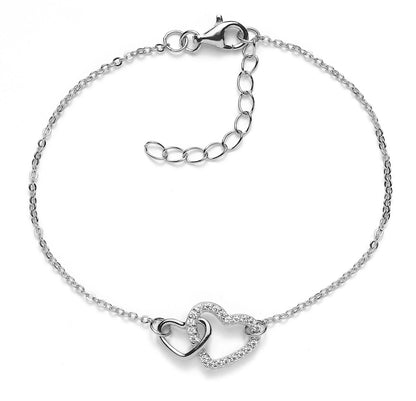 Herz-Armband Double Feeling mit Zirkonia - 925 Sterlingsilber