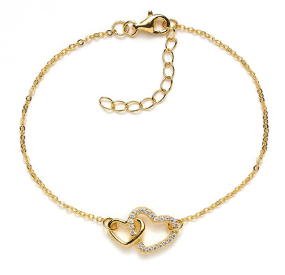 Herz-Armband Double Feeling mit Zirkonia - 925 Sterlingsilber