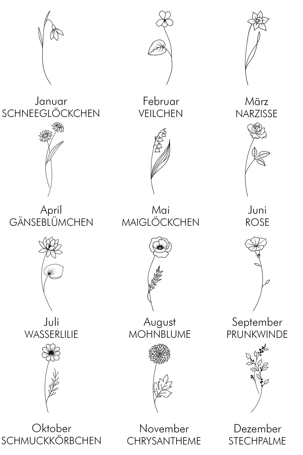 Gravurkette mit Geburtsblumen - Memory