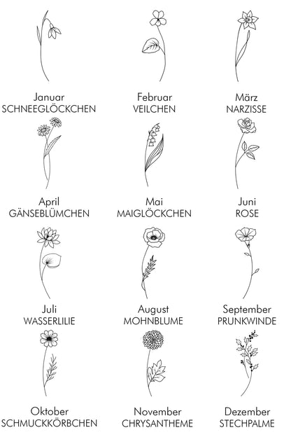 Gravurkette mit Geburtsblumen - Memory