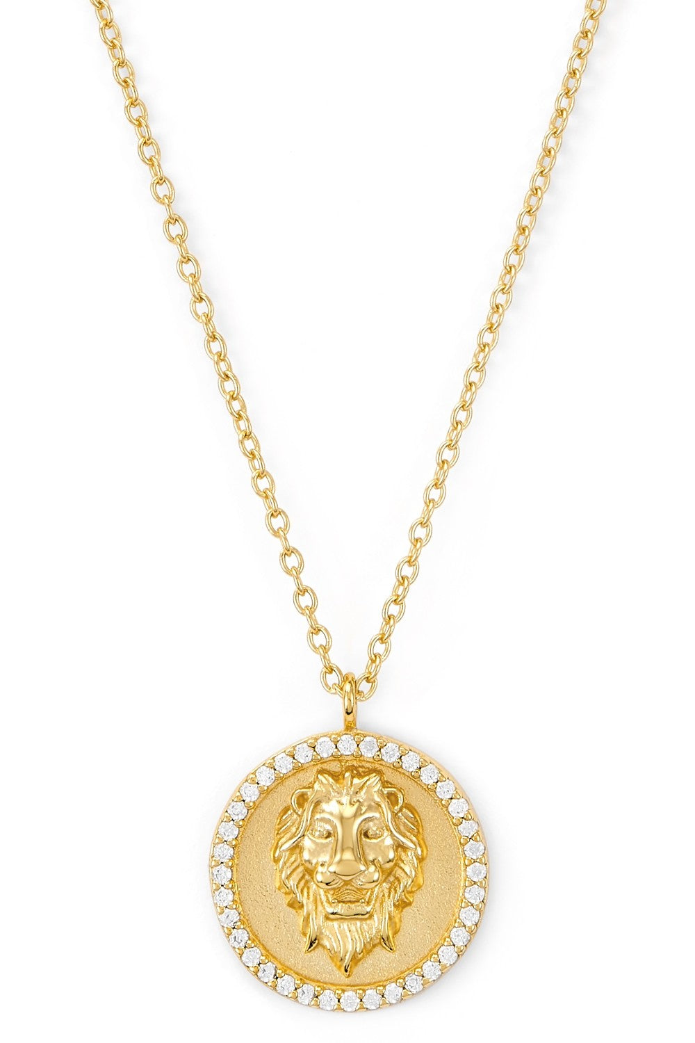 Münzkette Löwenkopf mit Zirkonia - 925 Sterlingsilber