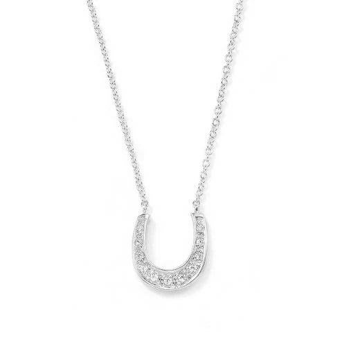 Glücksbringer-Halskette Hufeisen mit Zirkonia - 925 Sterlingsilber