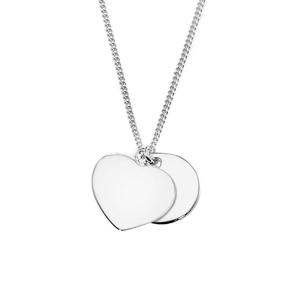 Halskette " Herz & Platte" gravierbar - 925 Sterlingsilber