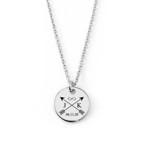 Gravierbare Halskette Infinite Connection mit rundem Anhänger