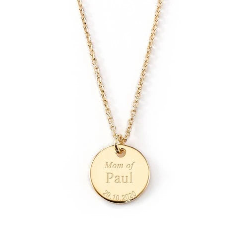 Gravierbare Halskette Mutterliebe mit rundem Anhänger