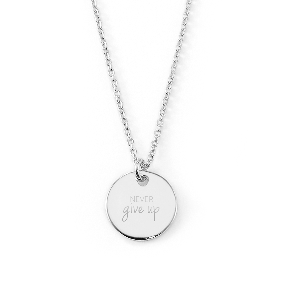 Halskette "Never give up" mit Rückseitengravur | 925 Sterlingsilber