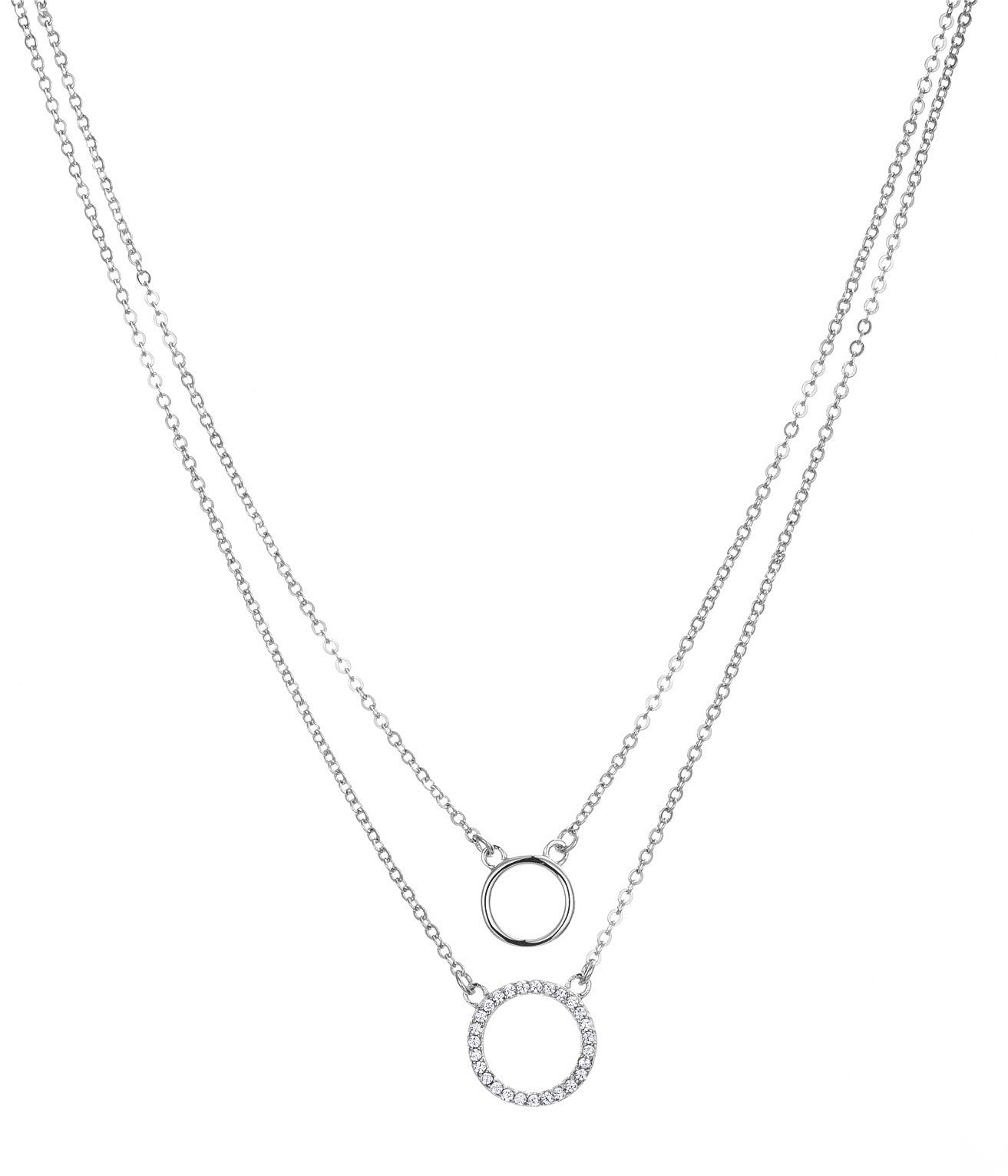 Kreis - Halskette Double Chain&Circle - 925 Sterlingsilber