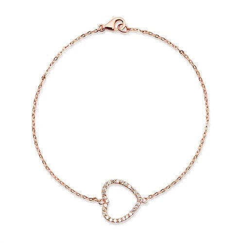 Rosé-vergoldetes Silberarmband Herzanhänger