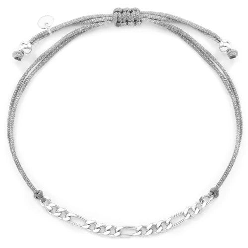 Stoffarmband Figaro - 925 Sterlingsilber