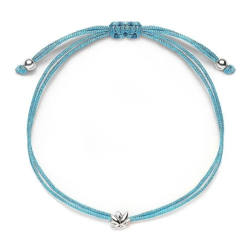 Stoffarmband Lotusblüte - 925 Sterlingsilber