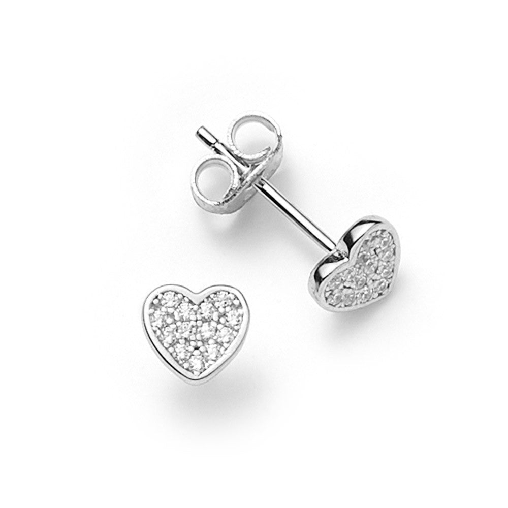 Herzohrstecker Zirkonia - 925 Sterlingsilber