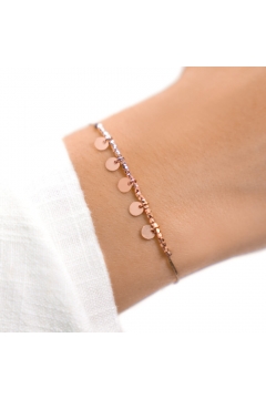 Silberfarbenes Armband mit kleinen Perlen und filigranen goldenen Ringen Elastisch NEU Schmuck Armschmuck Armbänder 
