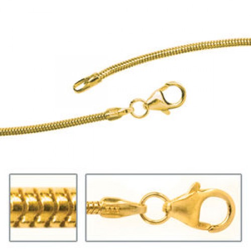 Schlangenkette 1,4 mm Gelbgold Halskette Karabiner 