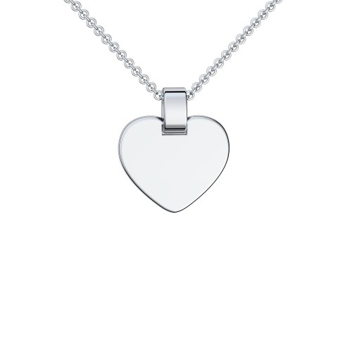 AMOONIC Herzkette "Lovely" Silber 925 Kette mit Herz-Gravurplatte - Anhänger mit Gravur - Oktoberfestschmuck