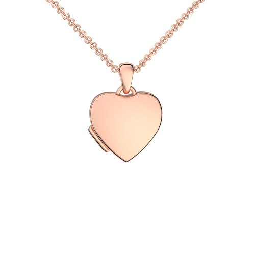 Herzkette Herz Medaillon Roségold vergoldet Silber 925 Kette Herzanhänger - Herz Amulett - Smooth Heart AMOONIC