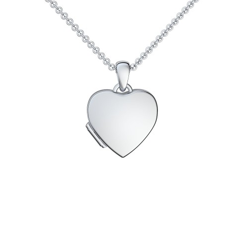 Herzkette Medaillon Silber 925 Kette Herzanhänger - Herz Amulett - Smooth Heart AMOONIC