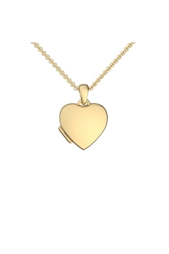 Herzkette Herz Medaillon Gelbgold vergoldet Silber 925 Kette Herzanhänger - Herz Amulett - Smooth Heart AMOONIC