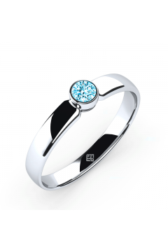 Verlobungsring "Simple Diamond" mit Swarovski® Element Aquamarin