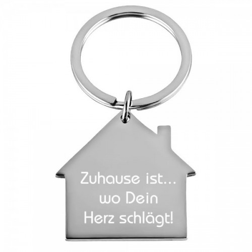 Edelstahl-Schlüsselanhänger Haus