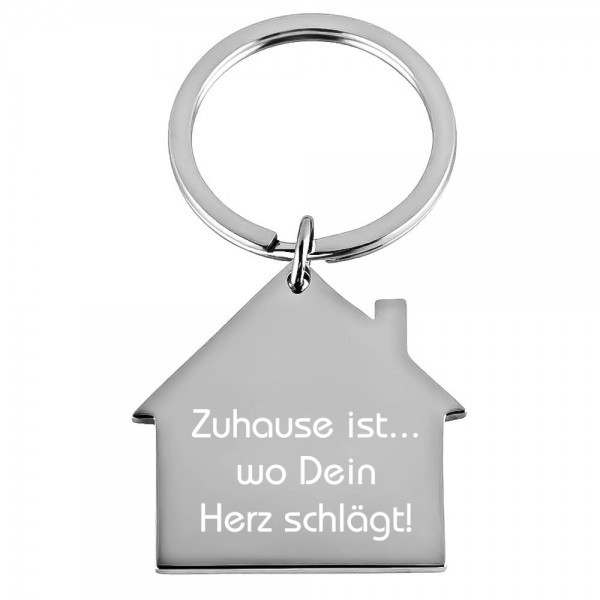 Edelstahl-Schlüsselanhänger Haus