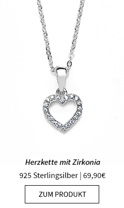 Silberkette mit Herzanhänger und Zirkonia